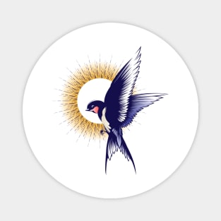 Flying Swallow Bird Colored Tattoo Magnet